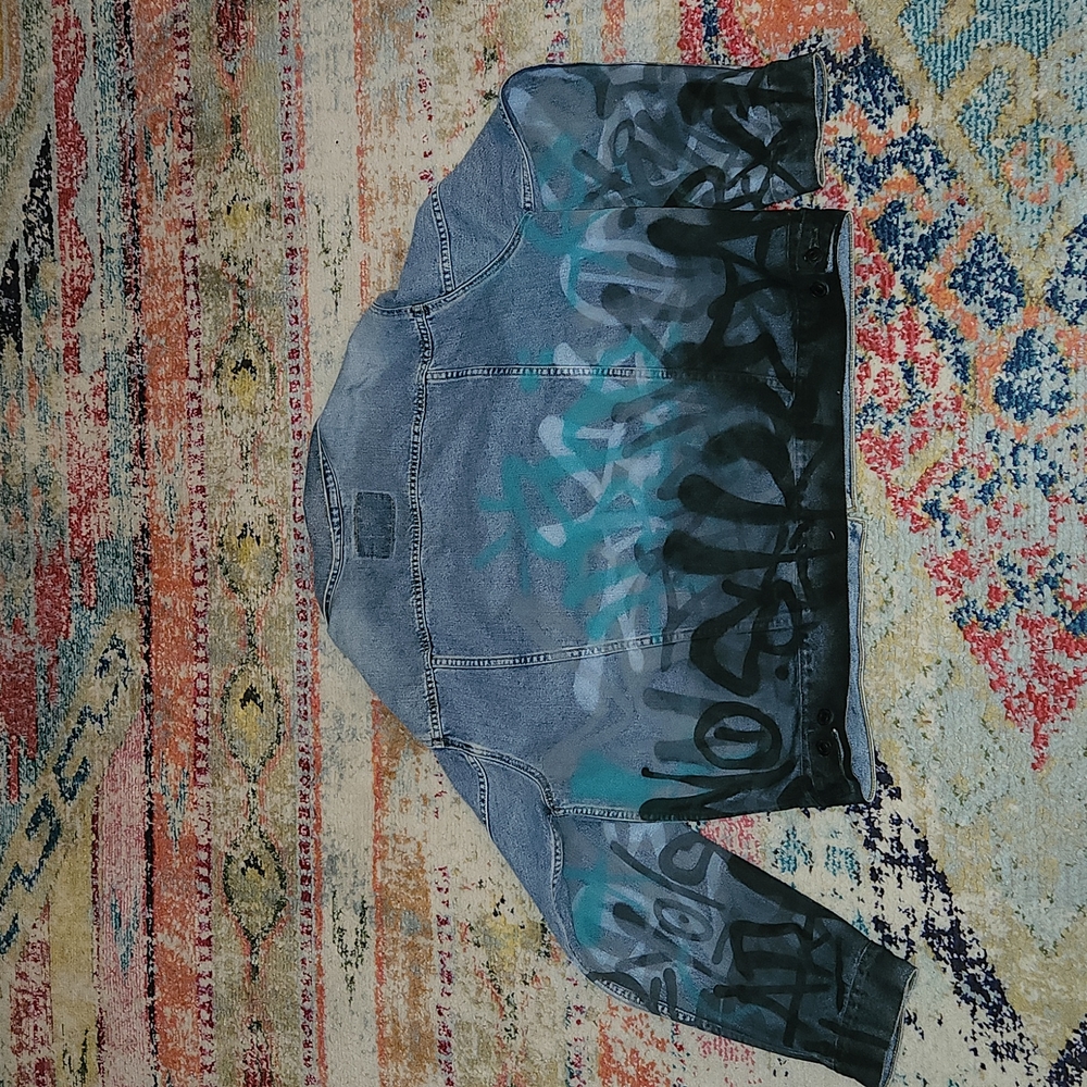 Custome graffiti denem jacket - Picture 2 of 2